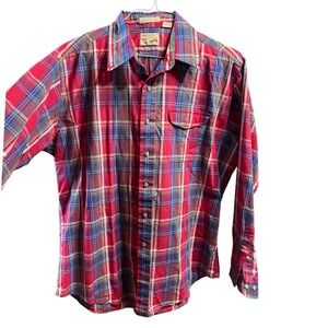 Vintage Collection Shirt Mens XL Red Plaid Cotton Blen Long Sleeve Button Up 90s